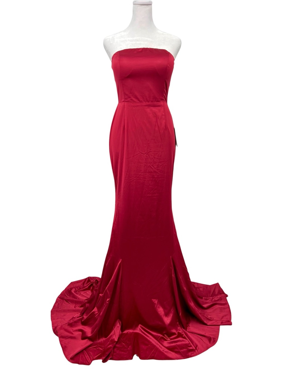 Alamour the label Strapless wine red Satin Evening Gown train size 8